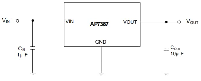 Application Circuit Diagram - Diodes Incorporated AP7387 Low Dropout (LDO) Voltage Regulators